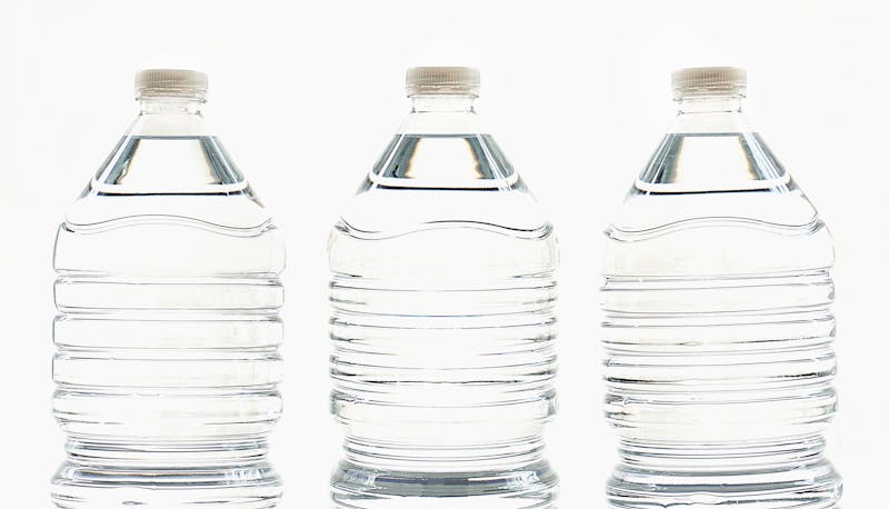 Stack of bottled water from not trusting tap water