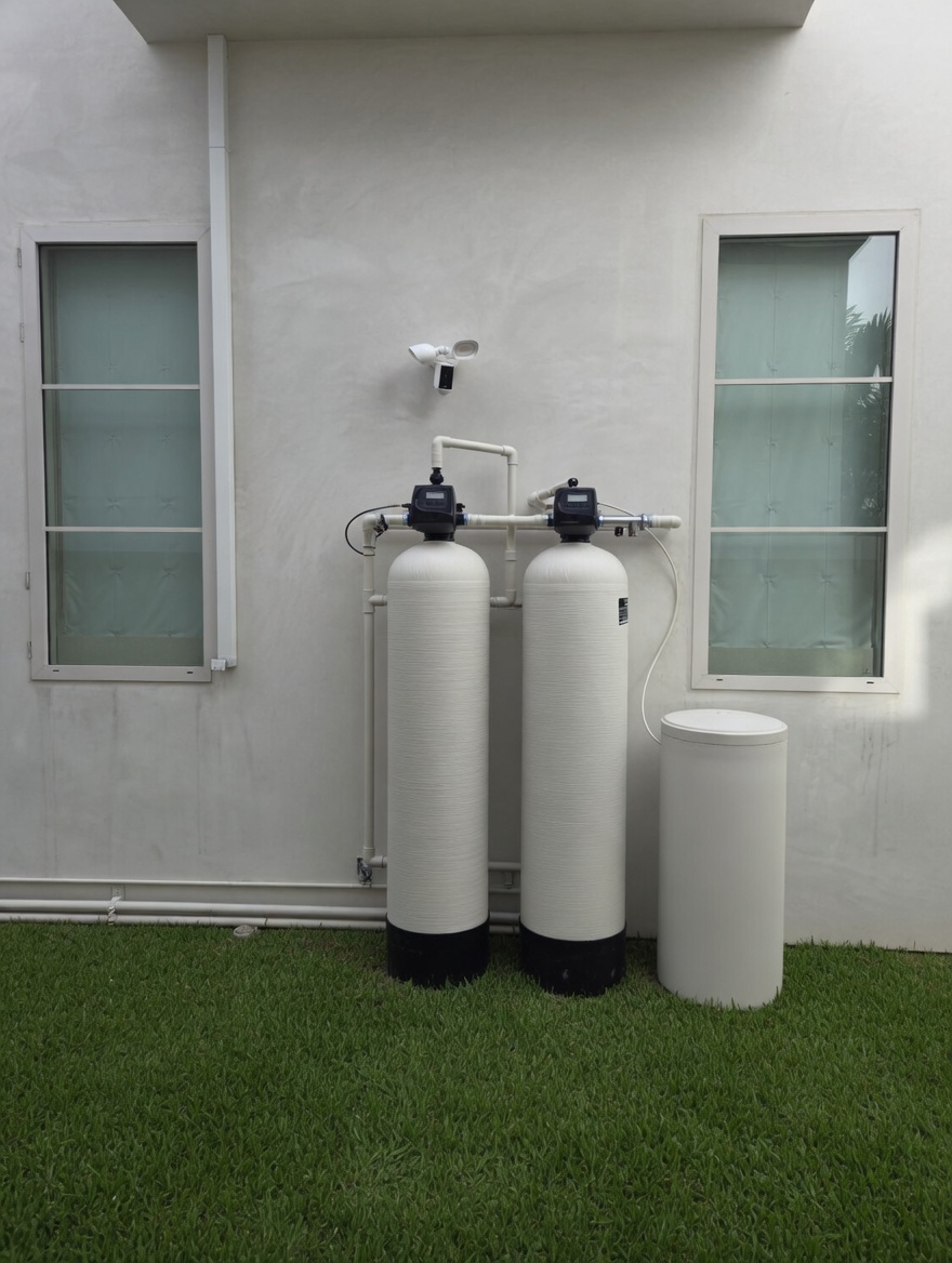 Clack mineral tank in Natural Fiberglass finish